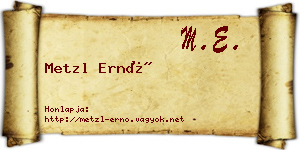 Metzl Ernő névjegykártya
